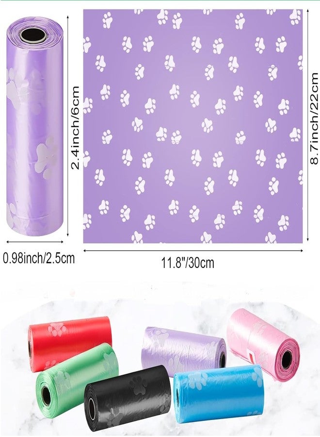 Styllent 5 Roll & Case Pet Supply Poop Bags for Dogs with Dispenser, 75 Count - Leak-Proof Dog Waste Bags and Bone-Shaped Dog Poop Bags Holder for Leash - Rainbow with Paw Prints, 12.5" x 8.5" - Image 2